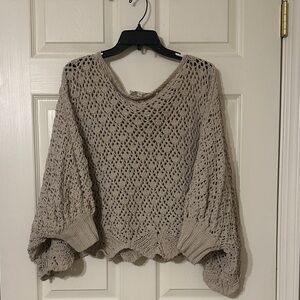 Jessica Simpson Taupe Knit Poncho Sweater